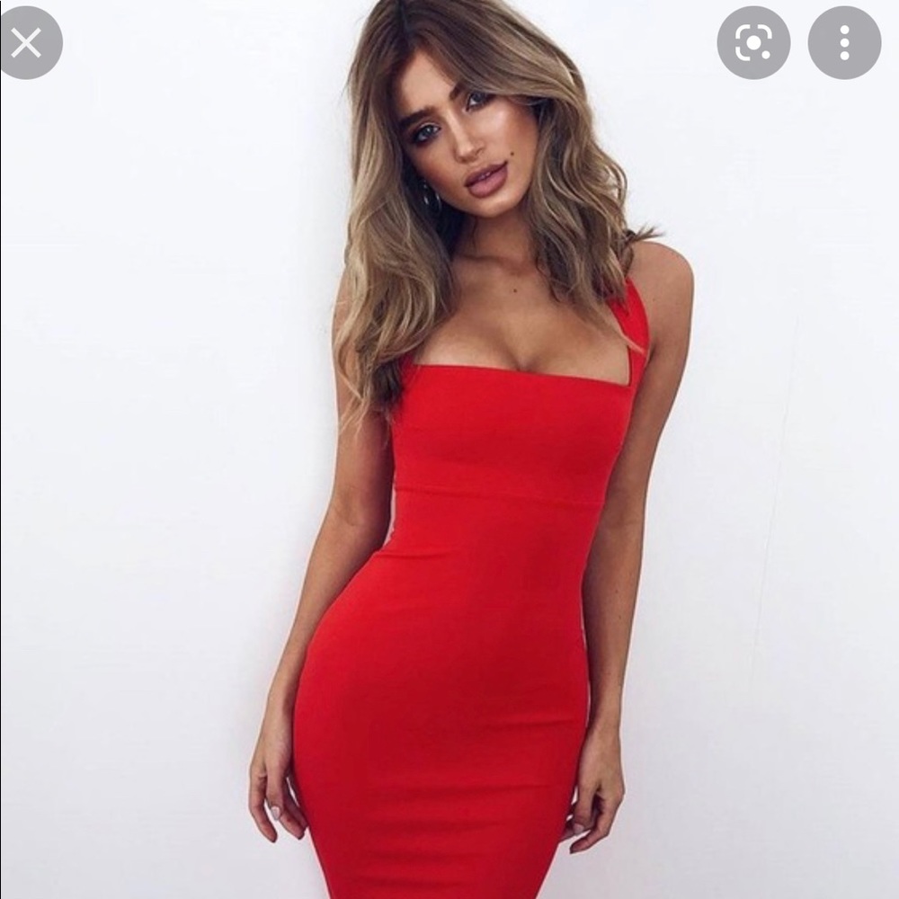 Nookie boulevard midi dress red medium